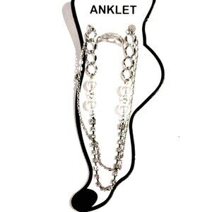 Silver-Tone Chain Anklet with Matching Toe Ring – Chic Layered Boho Jewelry Set